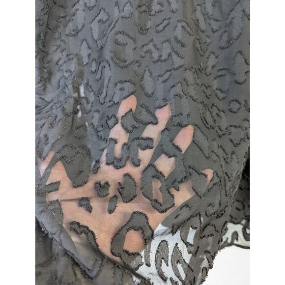 Vince Camuto Blouse Womens Small Black Leopard Print Mock Neck Witchy Feminine - Picture 8 of 9